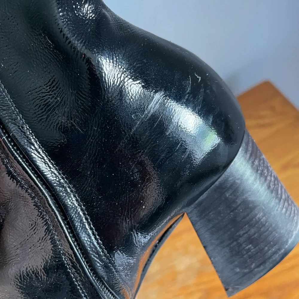 Jimmy Choo Patent Leather Block Heel Booties Size EU 37 - Picture 8 of 10